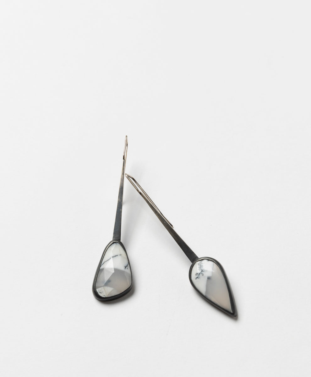 RACHAEL GRIGULIS - INCLUSION WHITE DENDRITE OPAL PENDULUM HOOKS