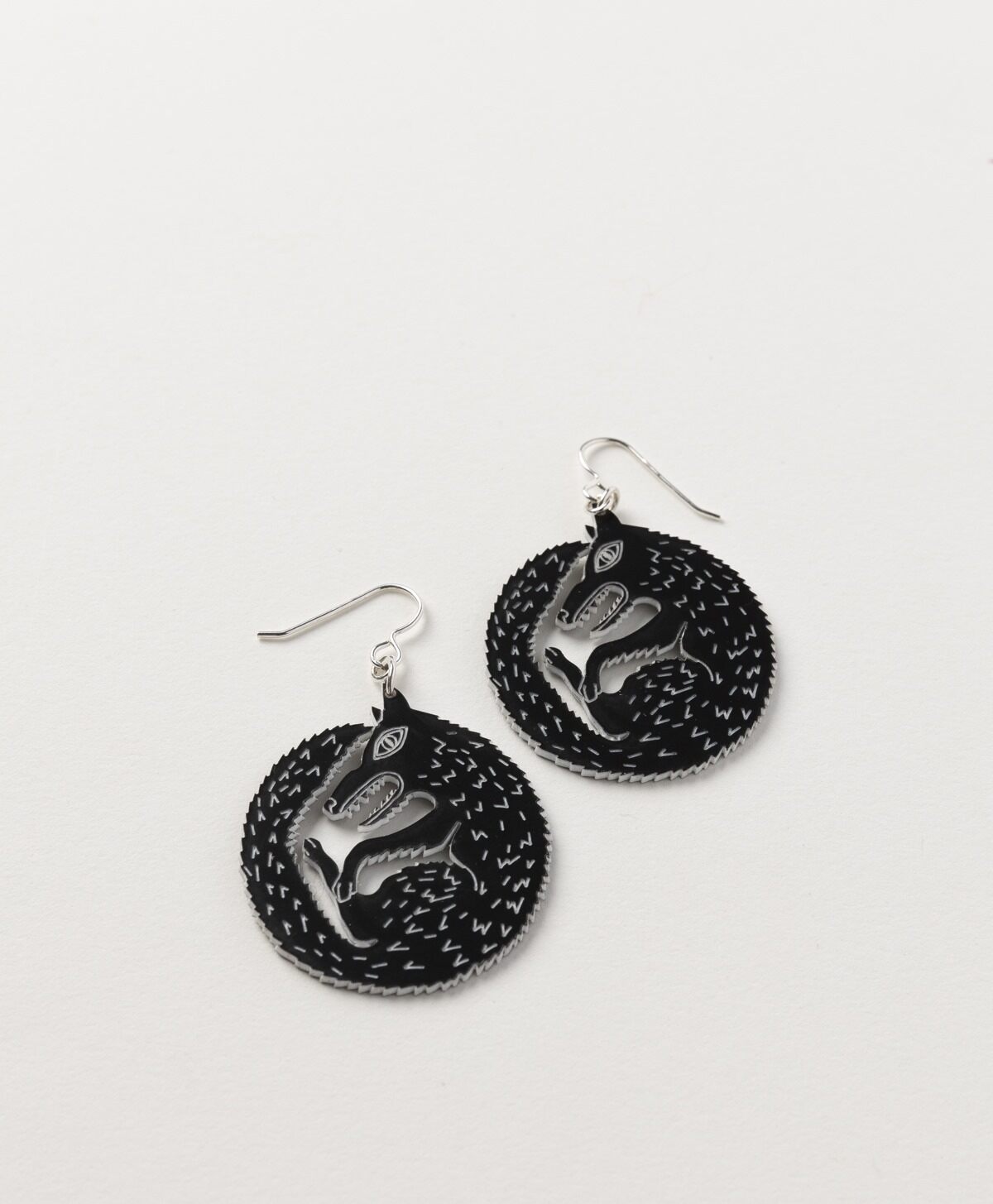 DARLING MARCELLE - SMALL BLACK WOLF EARRINGS