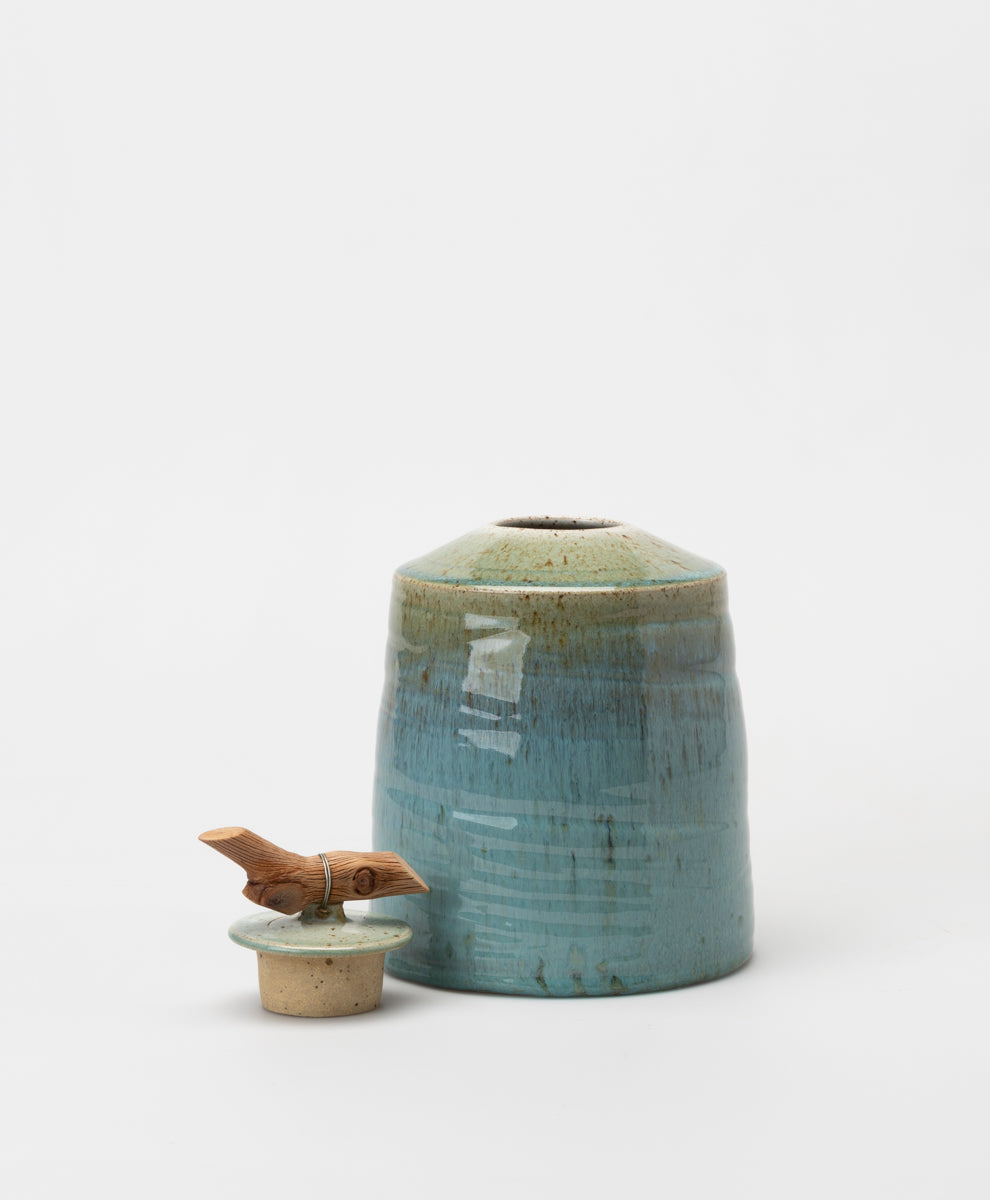 BARRY WEMYSS - GREEN AND TURQUOISE LIDDED VESSEL