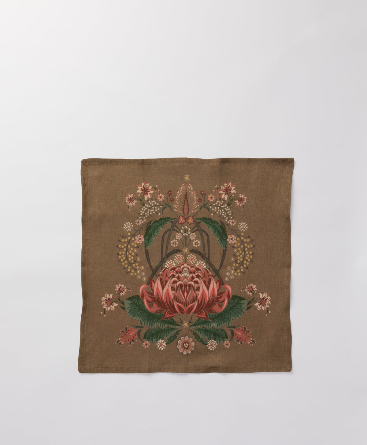 HOUSE OF HERAS - BUSH BOUQUET GOLD LINEN NAPKINS - SET OF 4