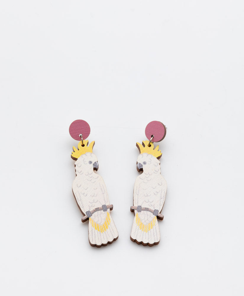 PIXIE NUT & CO - WHITE COCKATOO EARRINGS