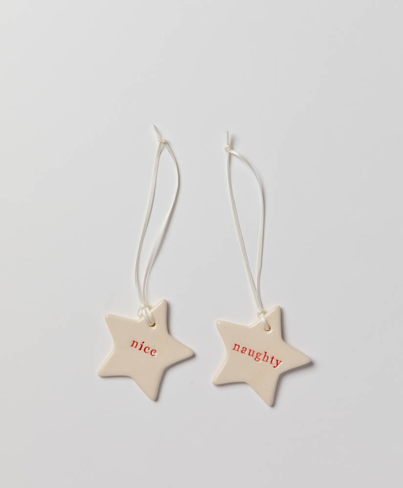 PAPER BOAT PRESS - NAUGHTY & NICE PAIR OF CHRISTMAS ORNAMENTS
