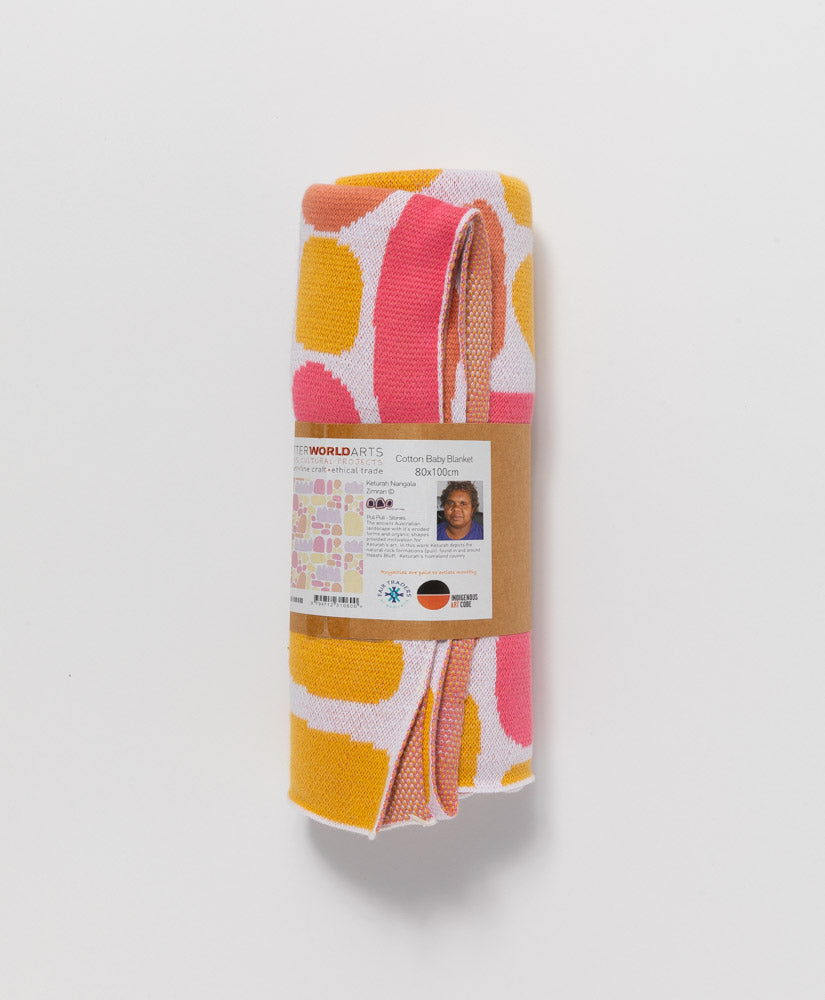 BETTER WORLD ARTS - KETURAH NANGALA ZIMRAN PINK PULI BABY BLANKET