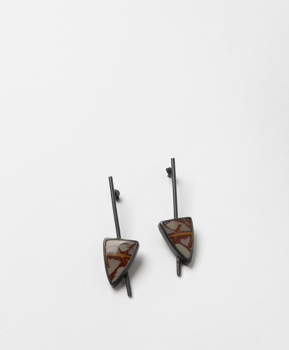 RACHAEL GRIGULIS - INCLUSION TRIANGULAR JASPER PENDULUM EARRINGS