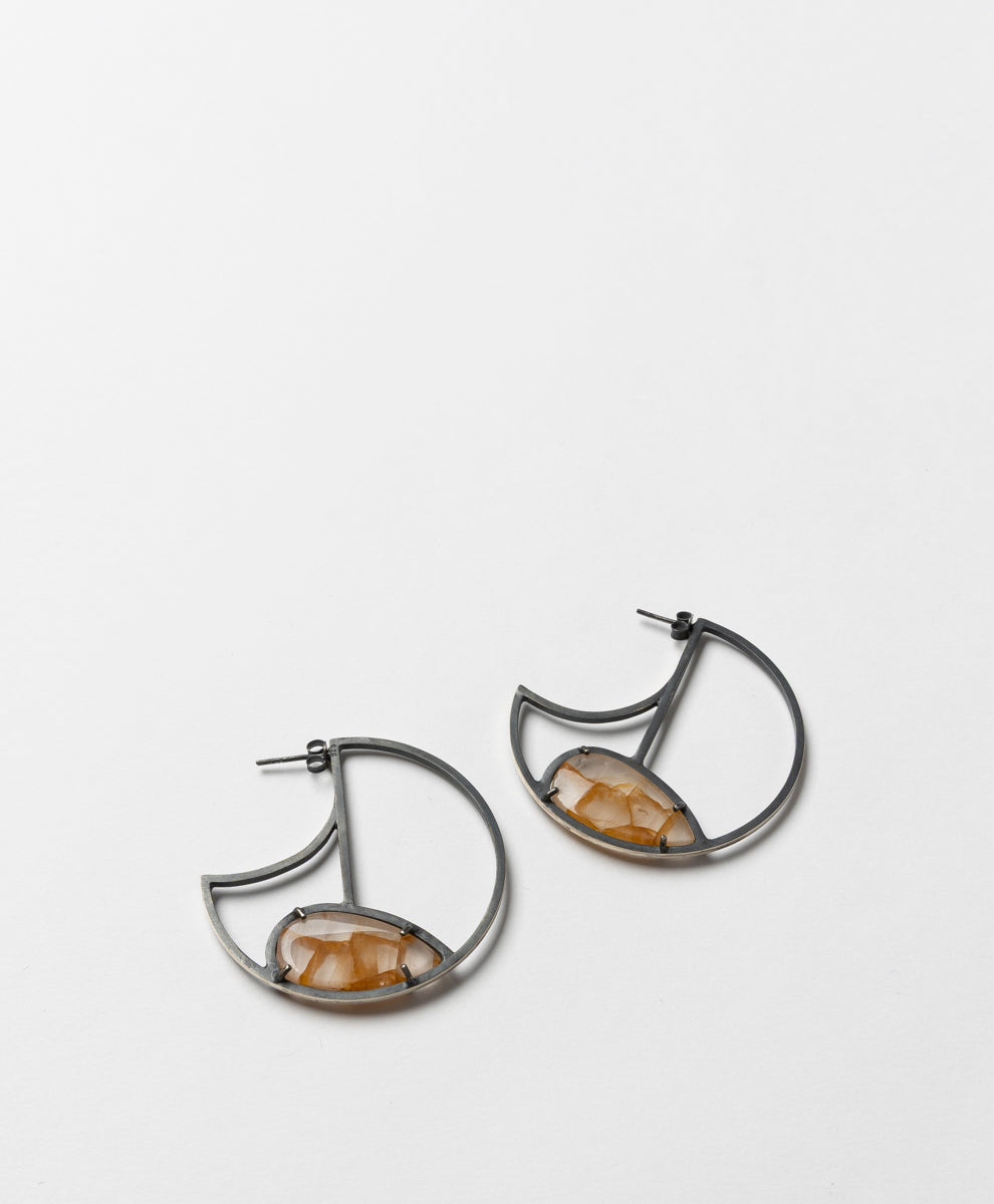RACHAEL GRIGULIS - INCLUSION GOLDEN HEALING QUARTZ HOOP EARRINGS