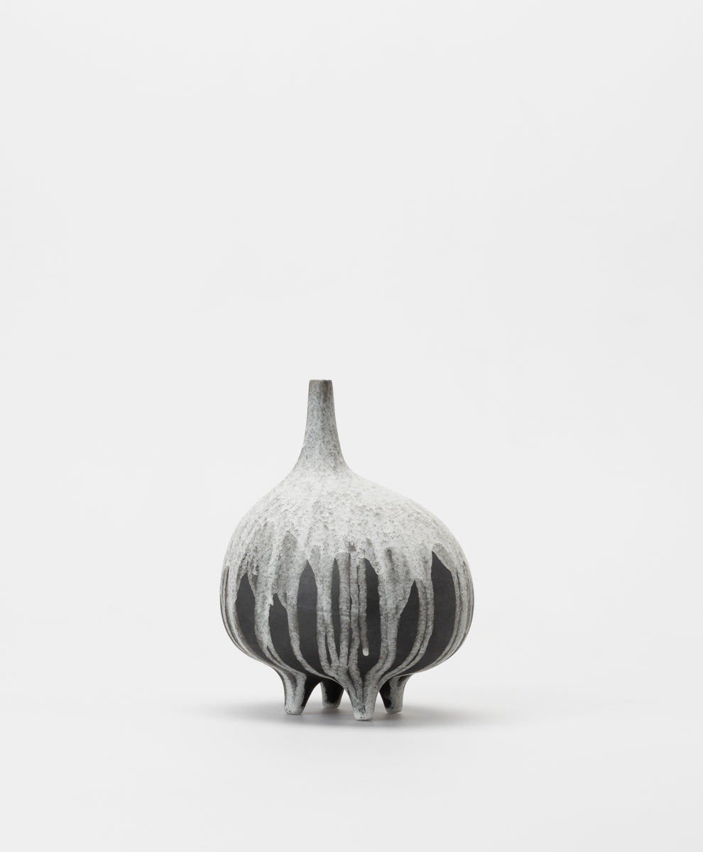BUZZBY AND FANG - DRIP POUCHE VASE - BLACK AND WHITE DRIP