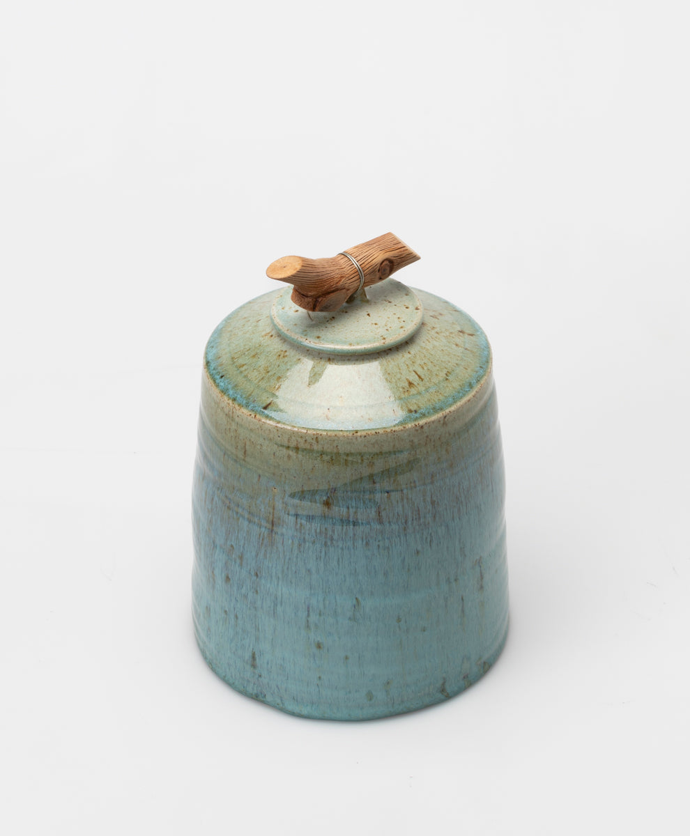 BARRY WEMYSS - GREEN AND TURQUOISE LIDDED VESSEL