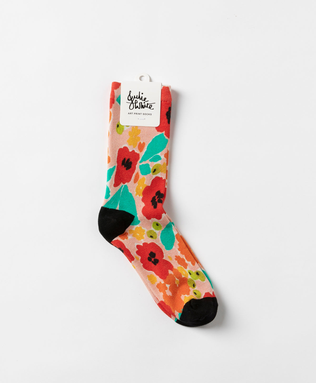 JULIE WHITE - TROPICAL GARDEN BAMBOO CREW SOCKS