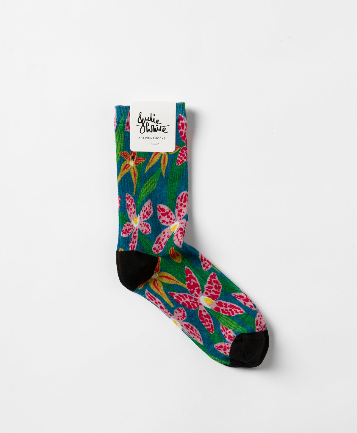 JULIE WHITE - WILD ORCHID BAMBOO CREW SOCKS