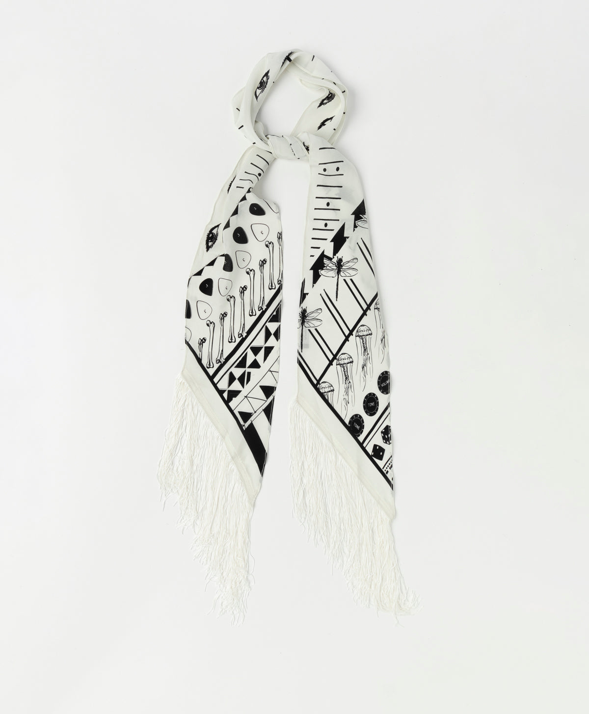 ROCKINS - IVORY CLASSIC SKINNY FRINGED SCARF