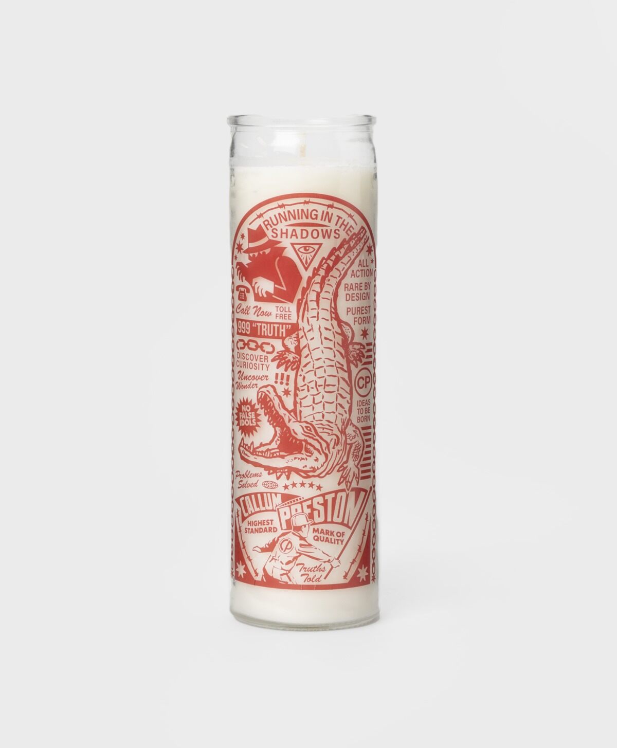 CALLUM PRESTON - CROC PRAYER CANDLE WHITE WAX/RED PRINT