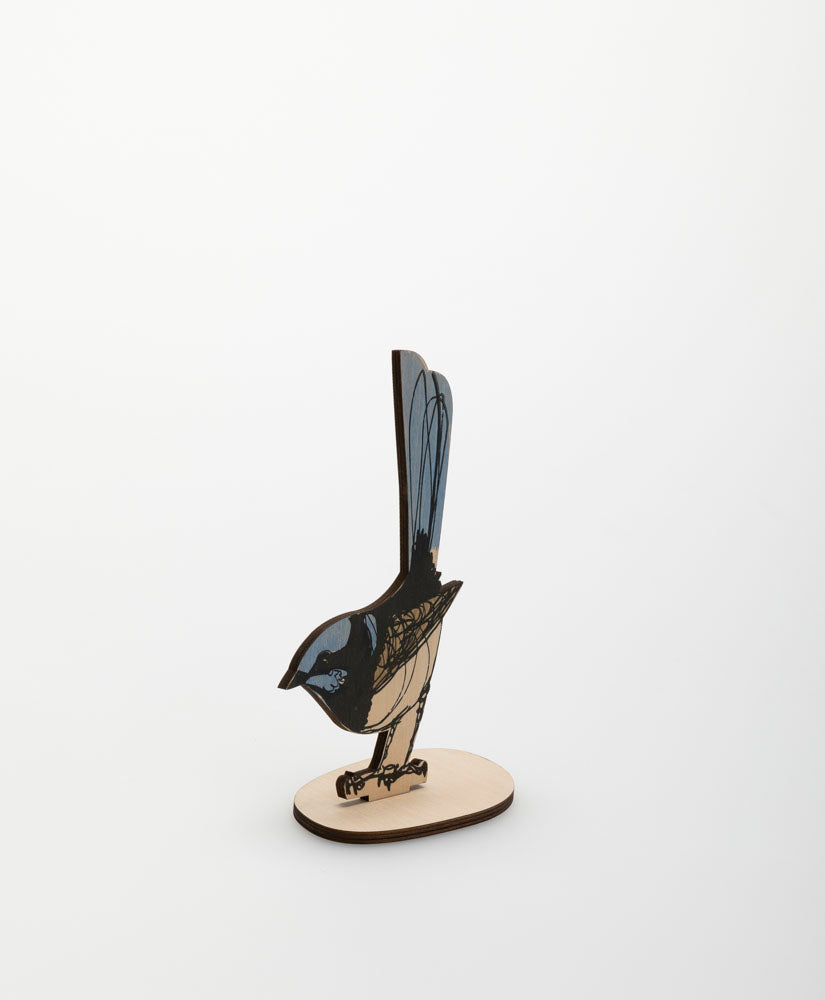 BRIDGET FARMER - SUPERB FAIRY WREN WOODEN STANDING BIRD