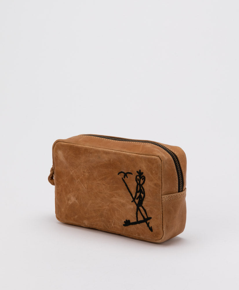 BETTER WORLD ARTS - CEDRIC VARCOE NGURUNDERI CANOE MAN EMBROIDERED TOILETRY BAG