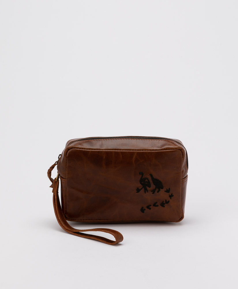 BETTER WORLD ARTS - CEDRIC VARCOE TWO EMUS EMBROIDERED TOILETRY BAG