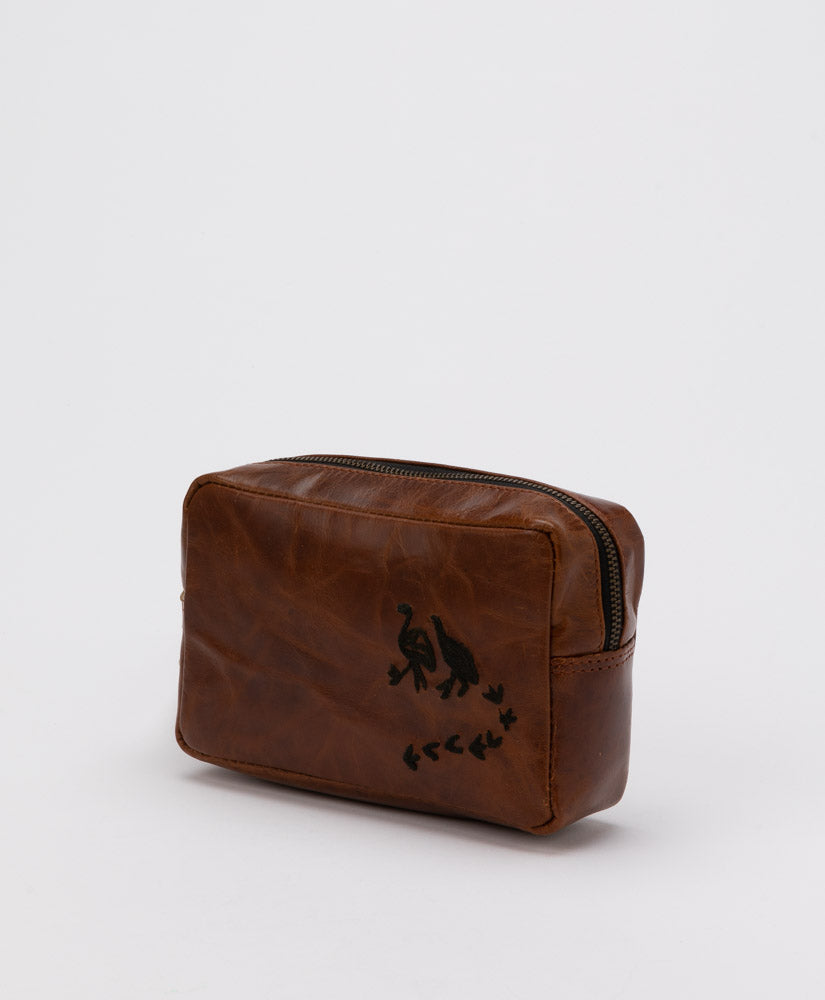 BETTER WORLD ARTS - CEDRIC VARCOE TWO EMUS EMBROIDERED TOILETRY BAG