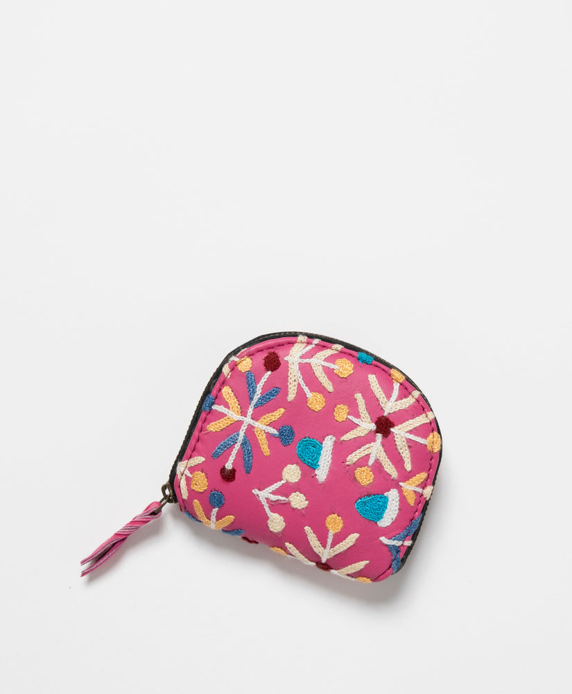 BETTER WORLD ARTS - ROSIE ROSS PINK EMBROIDERED COIN PURSE