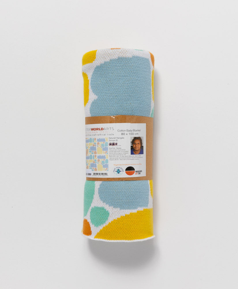 BETTER WORLD ARTS - KETURAH NANGALA ZIMRAN BLUE PULI BABY BLANKET