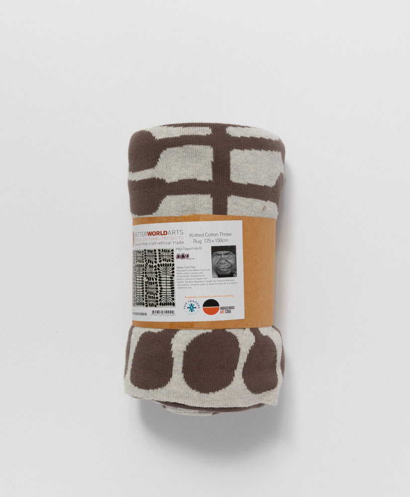 BETTER WORLD ARTS - MITJILI NAPURRULA KNITTED COTTON THROW RUG